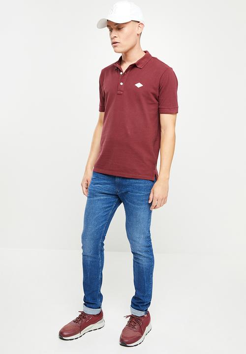 Replay - Garment dyed cotton piquet - burgundy