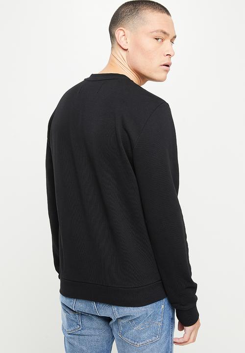 Replay - Cotton fleece chest print crew - black