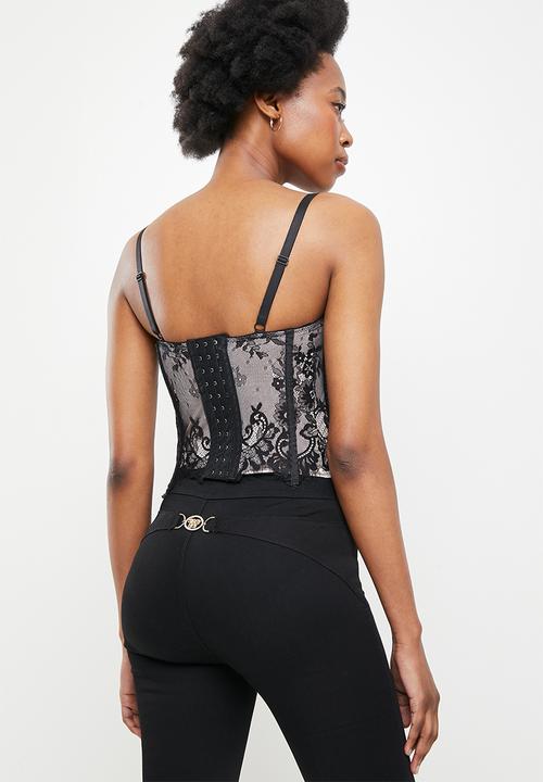 SISSY BOY - Lace corset - neutral & black