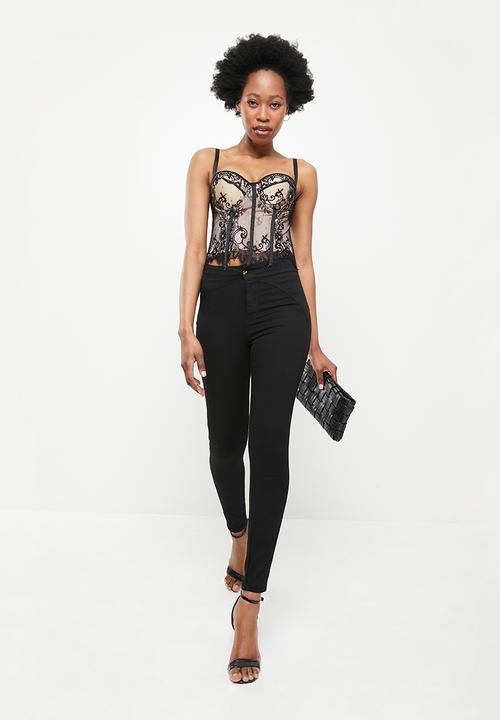 SISSY BOY - Lace corset - neutral & black