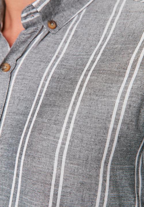 Trendyol - Drew slim fit vert stripe shirt - grey