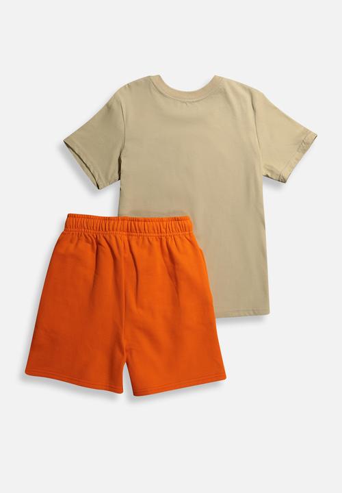 Superbalist - Boys t-shirt & sweat short set - stone/orange