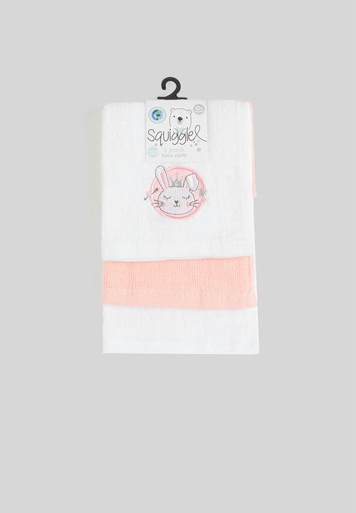 Character Fashion - 3-pack face cloths - white & pink