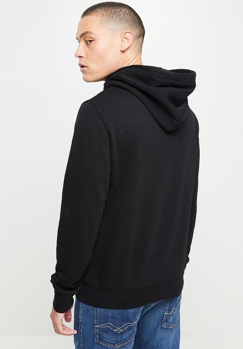 Replay - Cotton fleece chest print hoodie - black