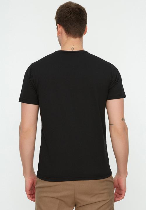 Trendyol - Slim fit crew neck printed tee - black