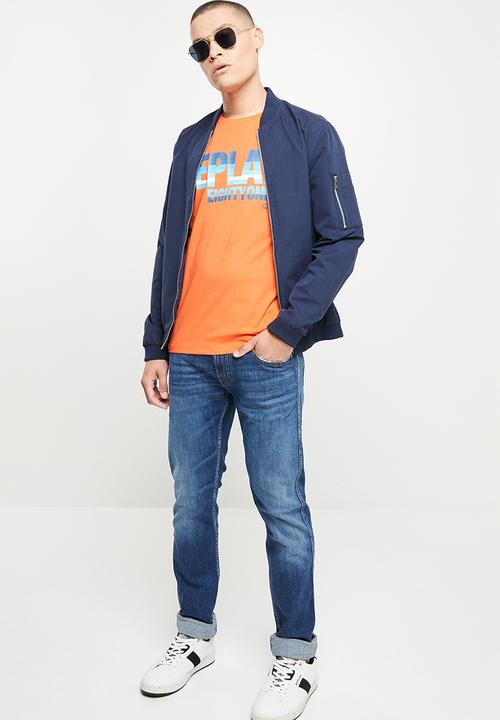 Replay - Anbass slim fit bio wash 10.5 oz dark indigo super stretch denim - blue