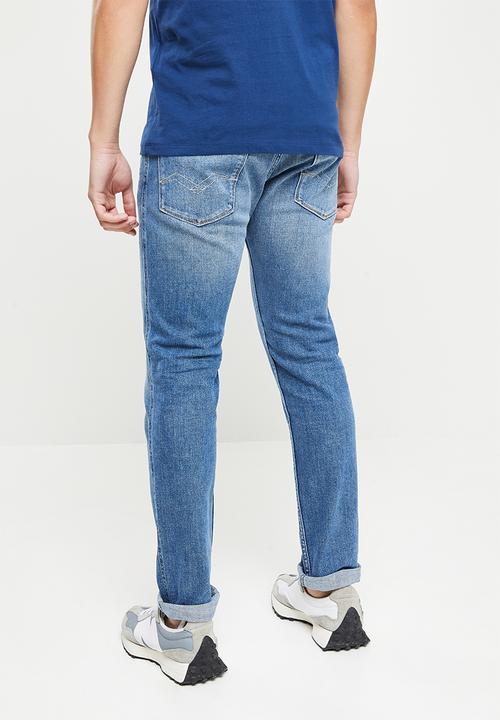 Replay - Anbass slim fit 11.5 oz deep blue indigo stretch denim - blue