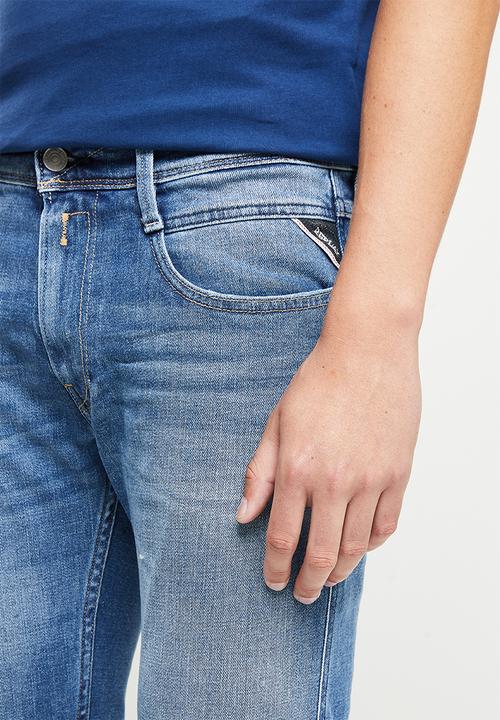Replay - Anbass slim fit 11.5 oz deep blue indigo stretch denim - blue