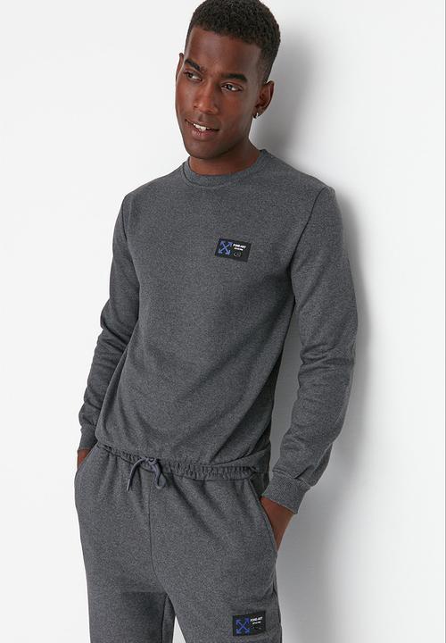 Trendyol - Printed sweatsuit - anthracite