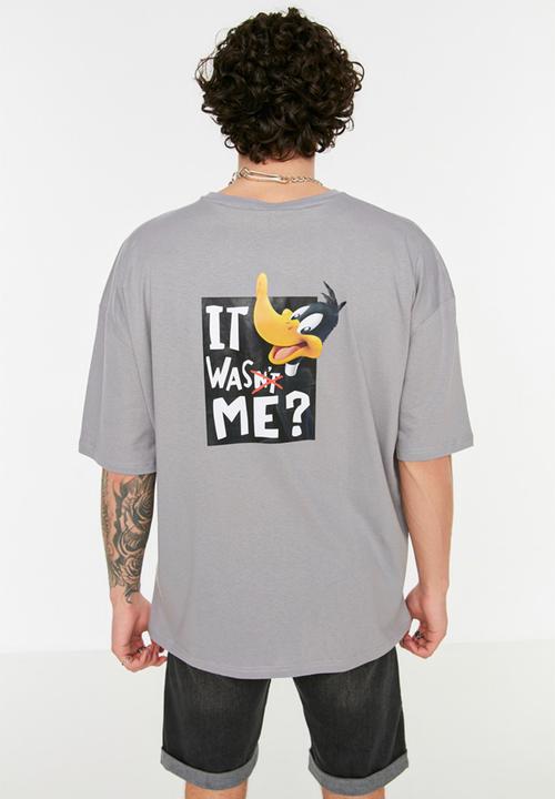 Trendyol - It was me oversize fit back print tee - grey