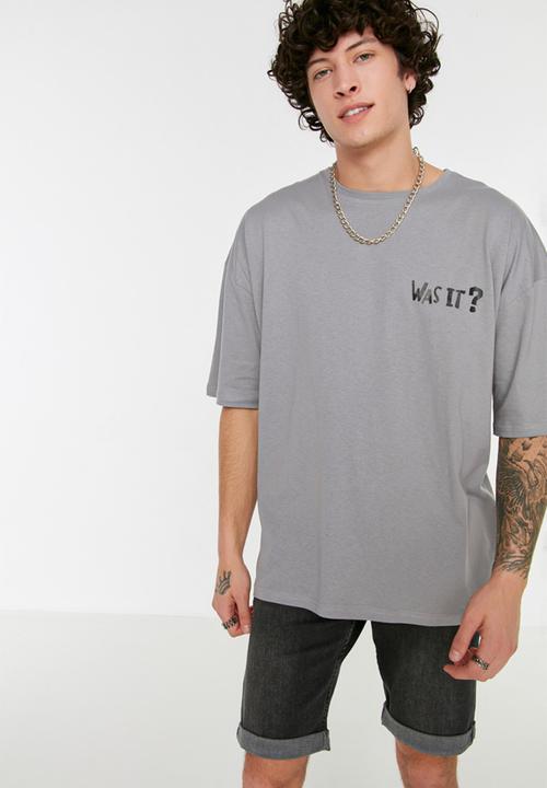 Trendyol - It was me oversize fit back print tee - grey