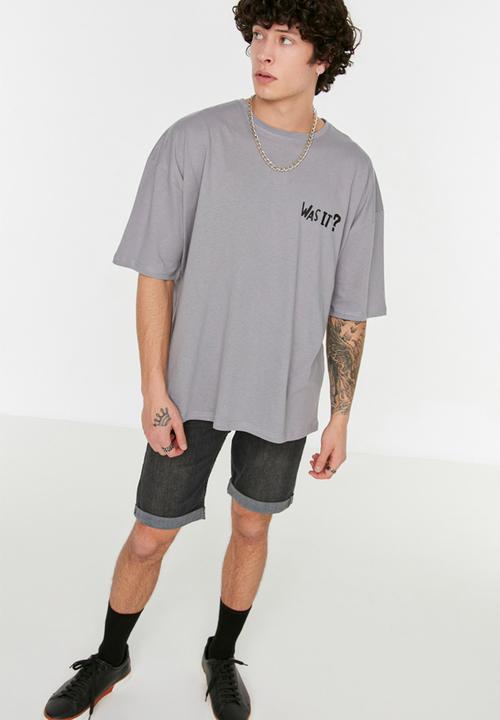 Trendyol - It was me oversize fit back print tee - grey