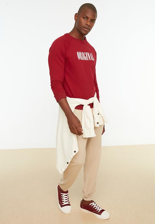Trendyol - Original printed regular fit sweater - red