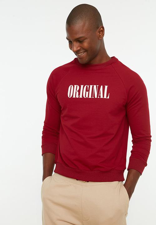 Trendyol - Original printed regular fit sweater - red