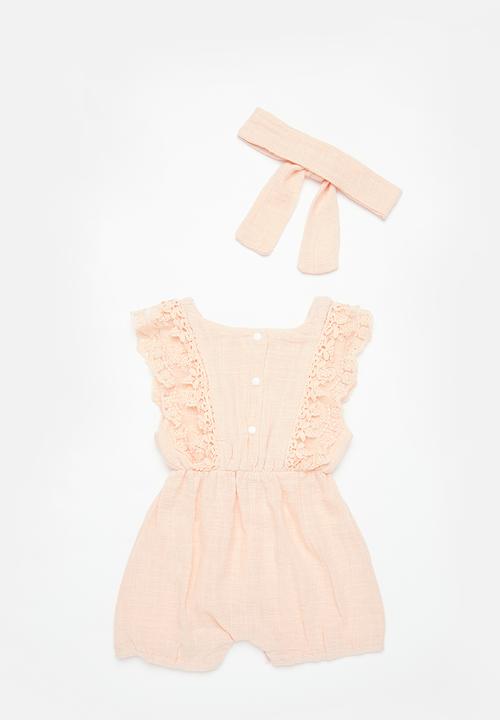 Pop Candy - Embroidered playsuit & headband set - pink