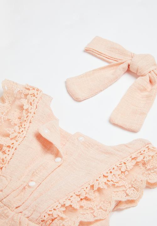 Pop Candy - Embroidered playsuit & headband set - pink