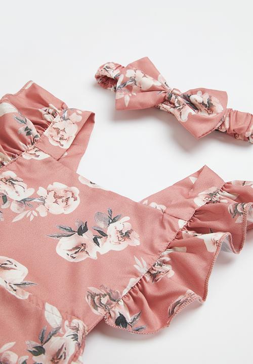Pop Candy - Baby ruffle playsuit & headband set - pink