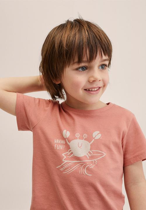 MANGO - T-shirt water - burnt orange