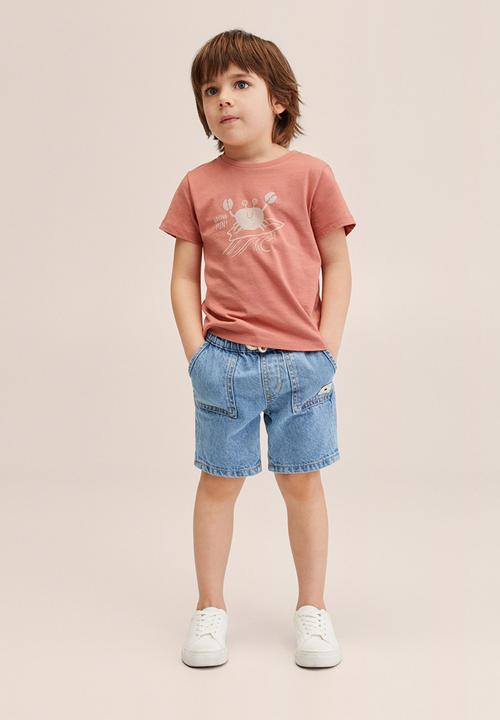 MANGO - T-shirt water - burnt orange