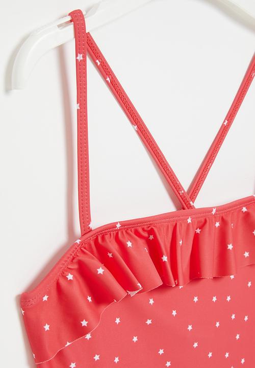 Pop Candy - Girls polka dot one piece bikini - dark pink