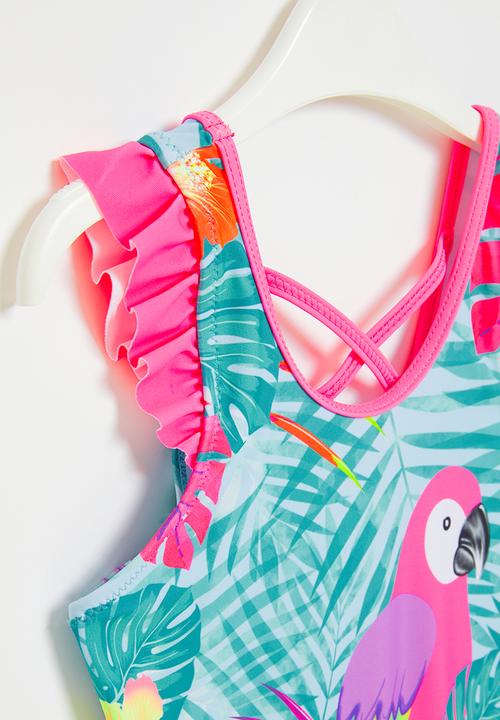 Pop Candy - Girls parrot bikini - blue & pink