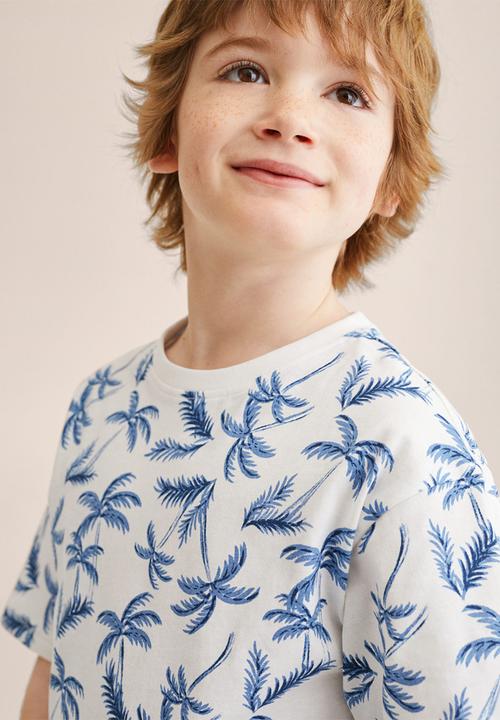 MANGO - T-shirt palm - white