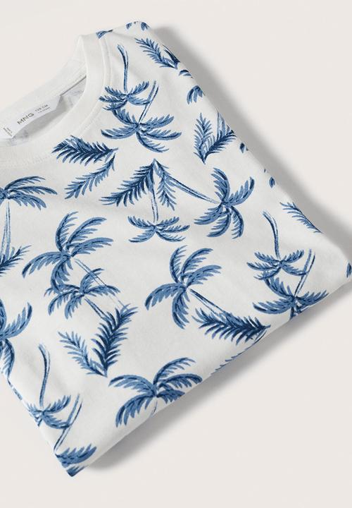 MANGO - T-shirt palm - white
