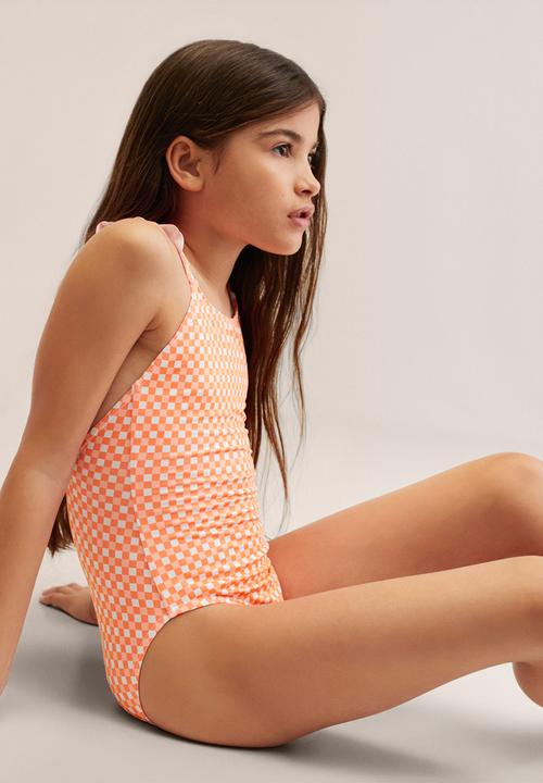 MANGO - Swimsuit checks - orange