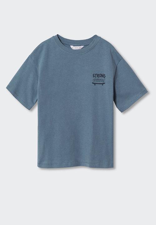 MANGO - T-shirt graff - medium blue