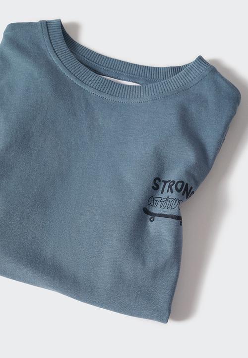 MANGO - T-shirt graff - medium blue