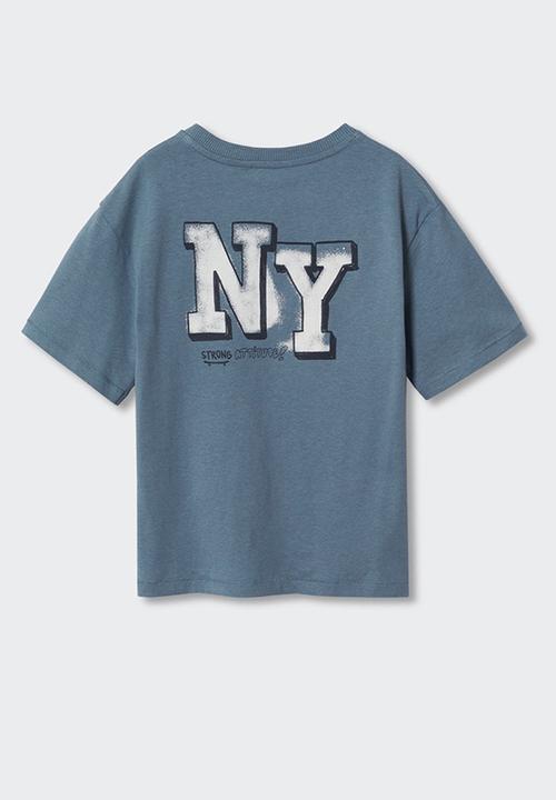 MANGO - T-shirt graff - medium blue
