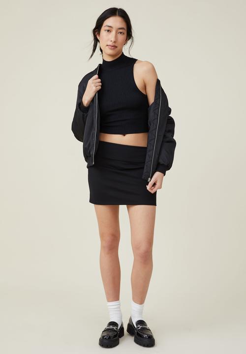 Cotton On - Rib sleeveless mock neck - black