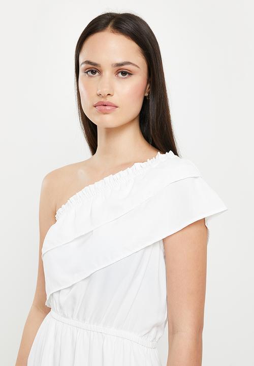 ONLY - Ninna one shoulder short dress - white