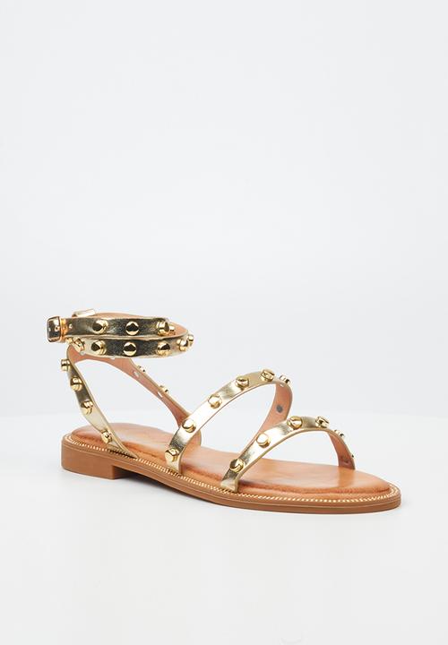 Miss Black - Murano8 ankle tie sandal - gold