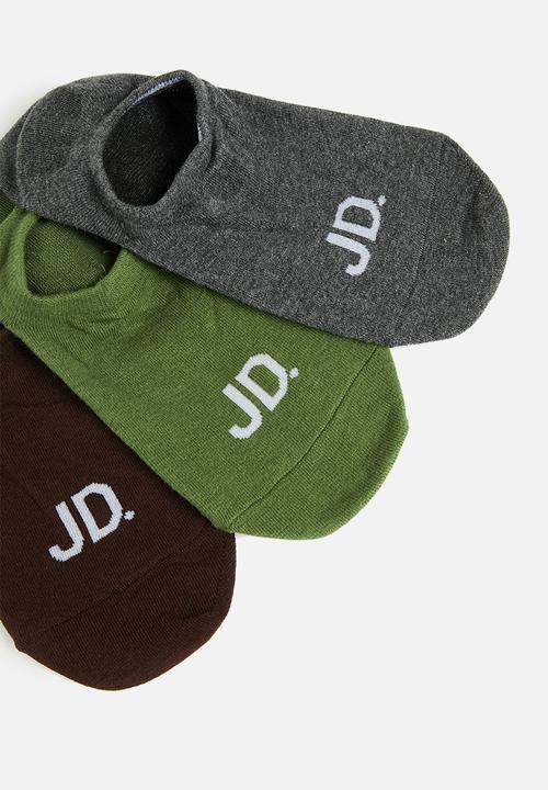 Jonathan D - Men's 3 pack branded secret sox - grey, green & rust