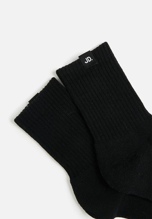Jonathan D - Men's 2 pack branded quarter crew sox - black