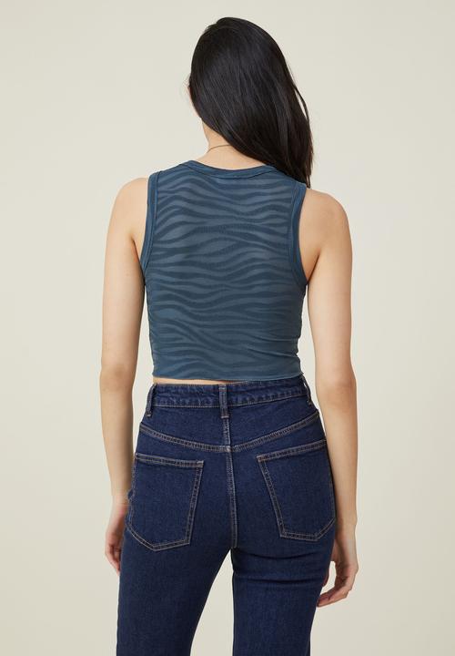 Cotton On - Deon hanky hem tank - deep sea green
