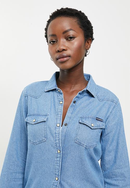 Superdry. - Denim classic western shirt  - blue