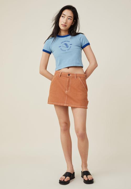 Cotton On - Micro fit rib graphic tee - street tacos/kinetic blue