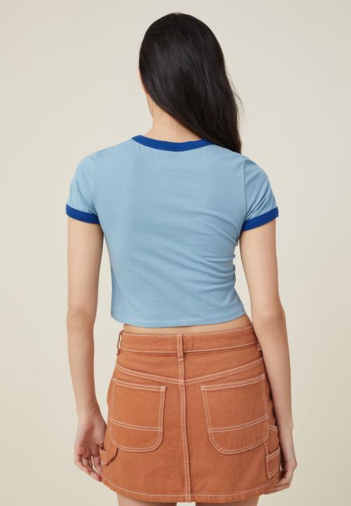 Cotton On - Micro fit rib graphic tee - street tacos/kinetic blue