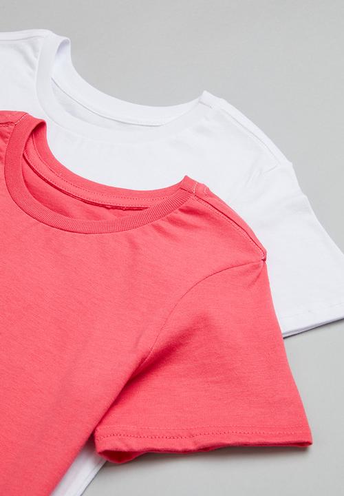 Superbalist - 2 Pack basic tee - coral & white