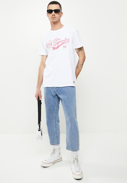 Superdry. - Vintage script style coll tee - brilliant white