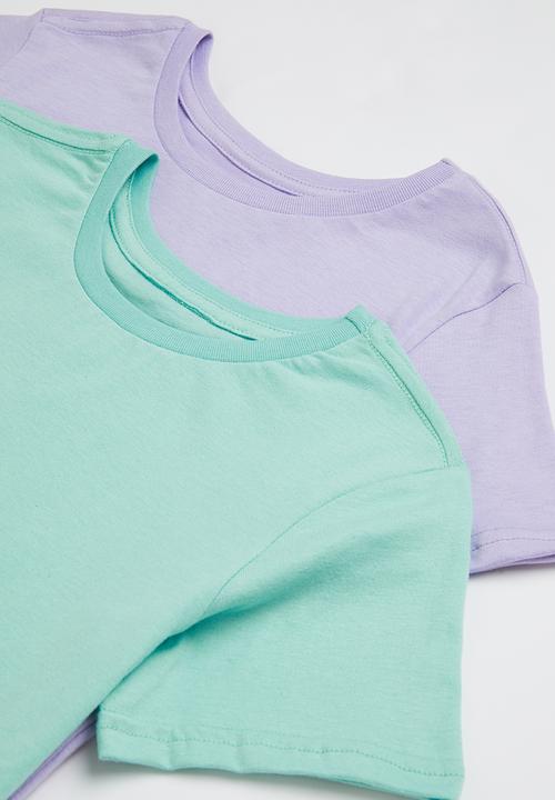 Superbalist - 2 Pack basic tee - aqua & lilac