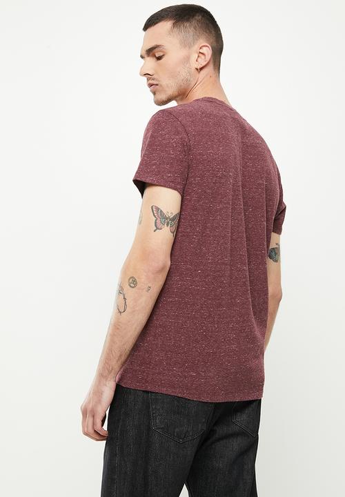 Superdry. - Vintage logo emb tee - burgundy heather