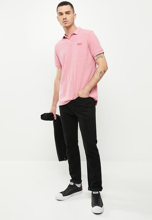 Superdry. - Classic pique polo - mid pink grit