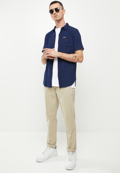 Superdry. - Vintage loom short sleeve shirt - navy