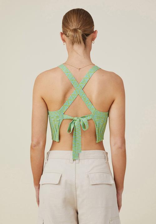 Cotton On - Rainbow spacedye knit cami - mint spacedye