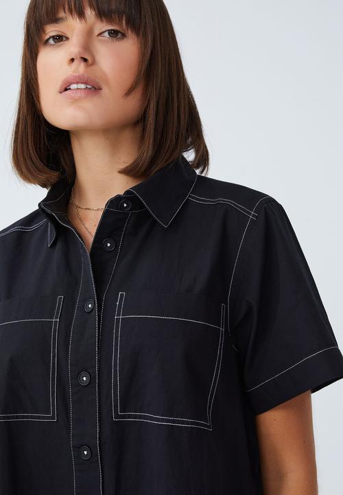 Cotton On - Scout mini shirt dress - black
