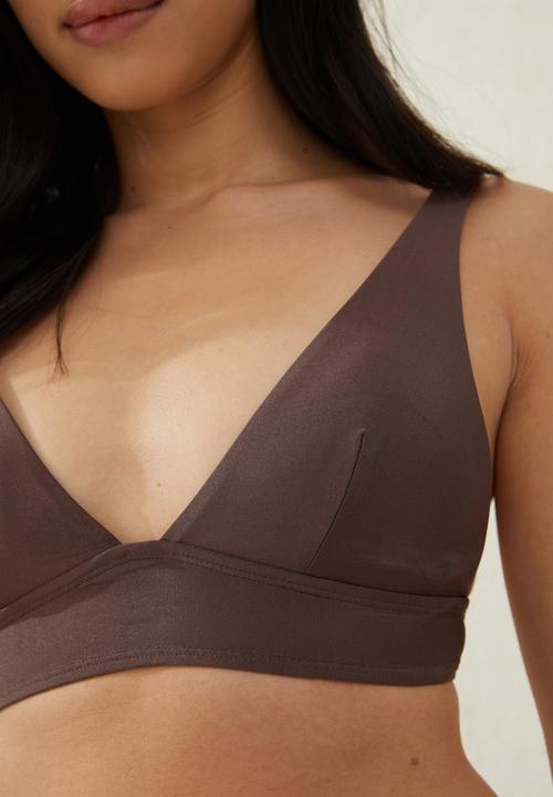 Cotton On - Wide tri bikini top - brownie shimmer