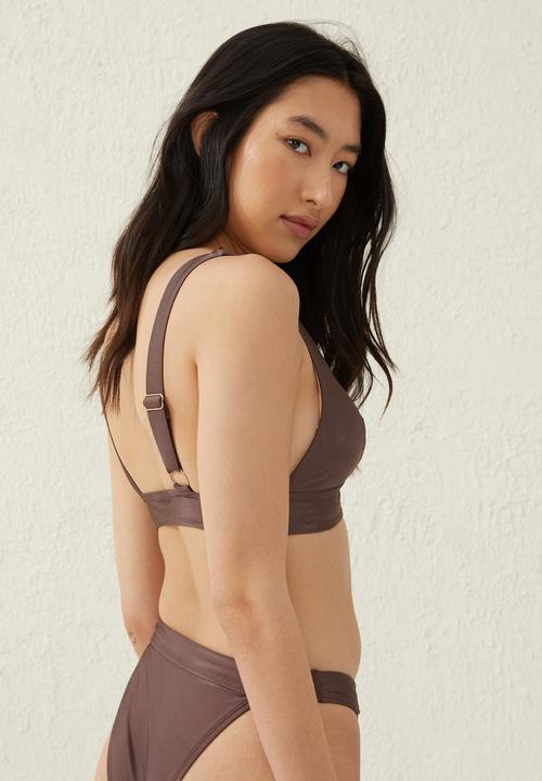 Cotton On - Wide tri bikini top - brownie shimmer